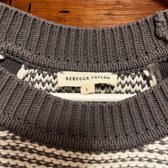 Rebecca Taylor Thick Sweater- Grey & White, Womens Size Large - Picture 3 of 3